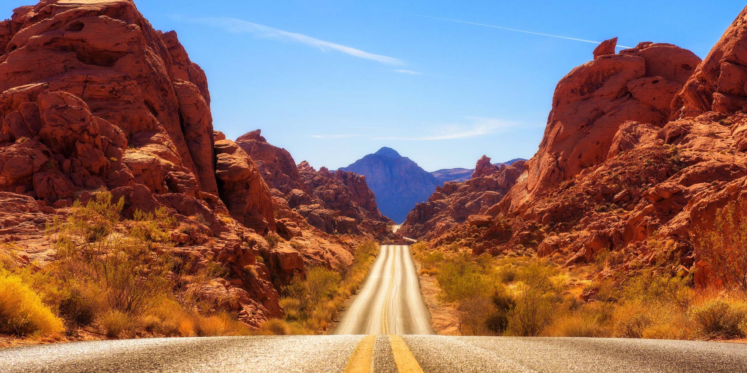 Die Straße durch das Valley on Fire in Las Vegas