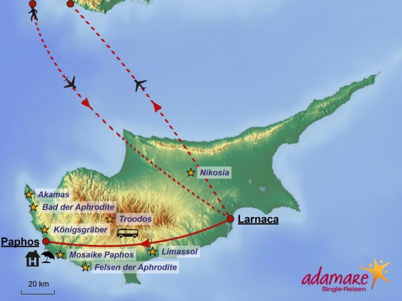 Die Reiseroute für die Standortreise nach Zypern