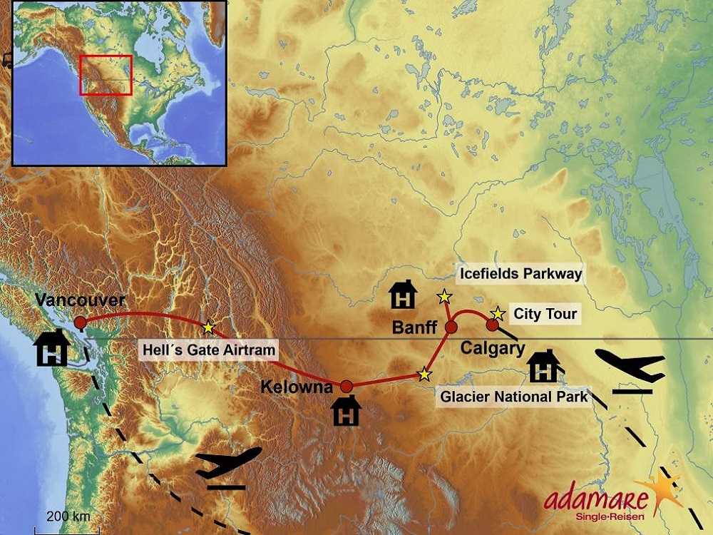 Ihre Reiseroute auf Ihrer Singlereise nach Kanada