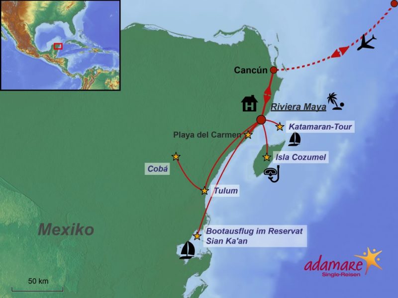 Die Reiseroute für Mexiko: Yucatan Standortreise