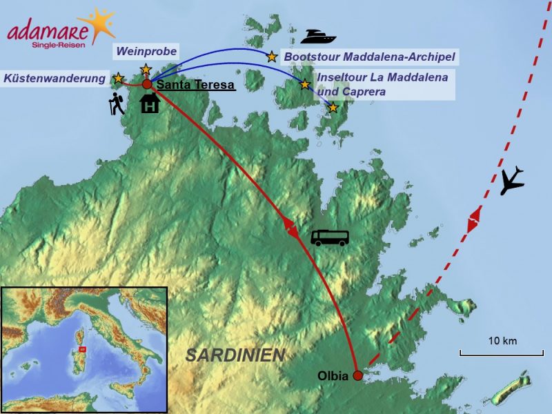 Reiseroute für Sardinien- die Highlights im Nordosten