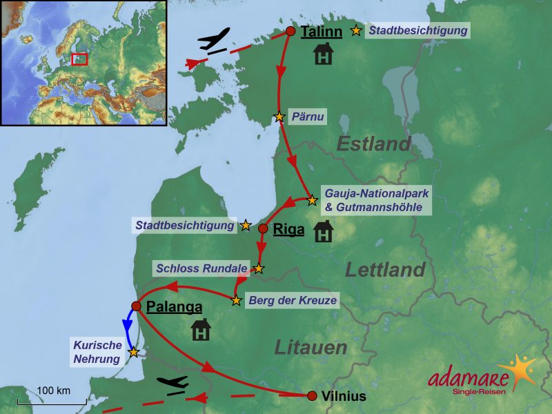 Die Reiseroute für Baltikum-Mosaik des Nordens