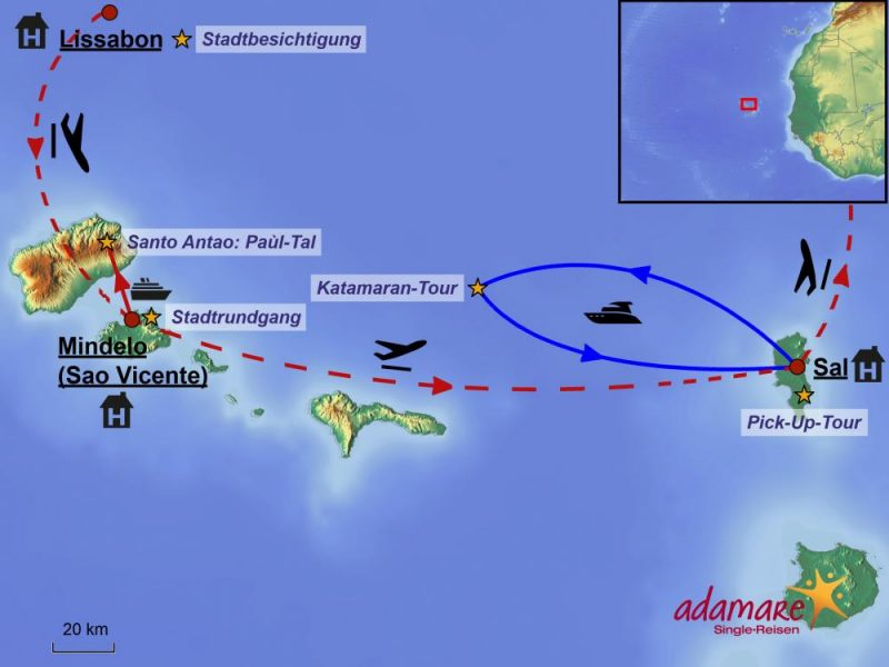 Die Reiseroute für die Kapverden mit Vorprogramm in Lissabon