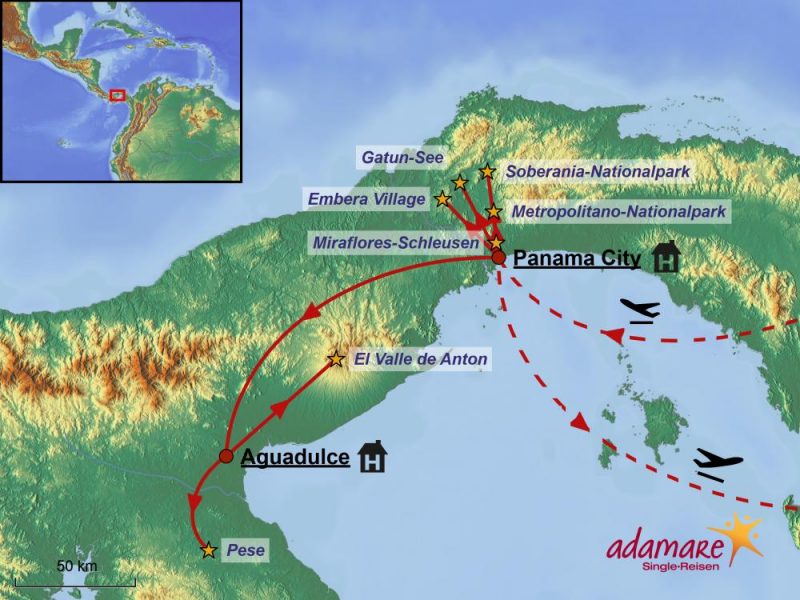 Reiseroute der Silvesterreise nach Panama