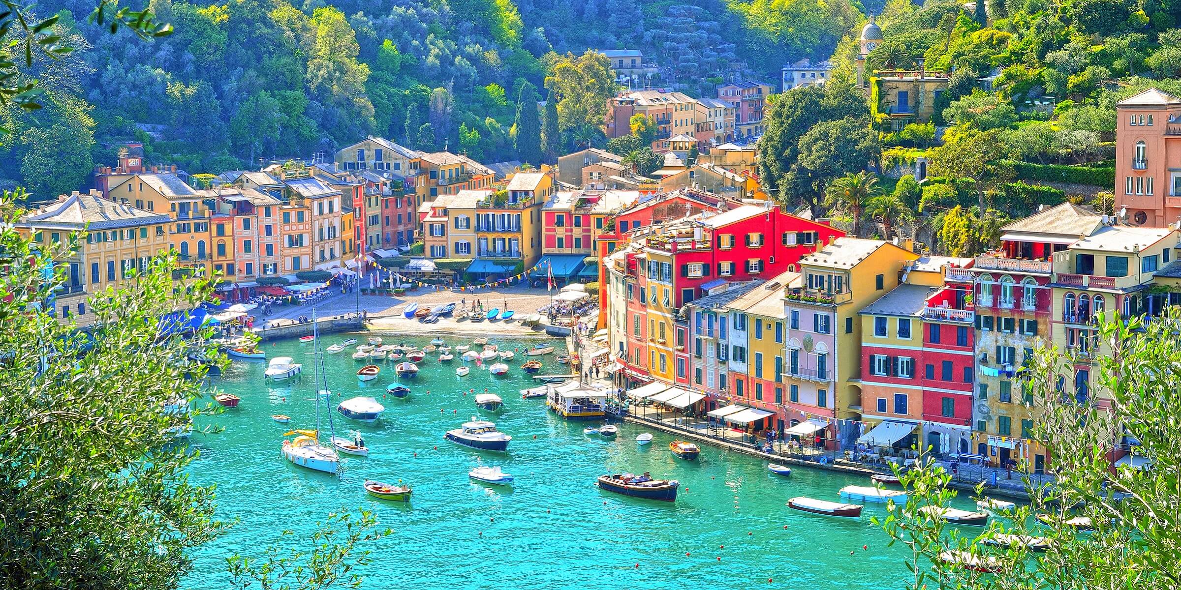 Pastellfarbene Häuser in Portofino