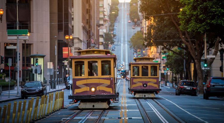 Die berühmten Straßenbahn von San Francisco, die Cable Cars